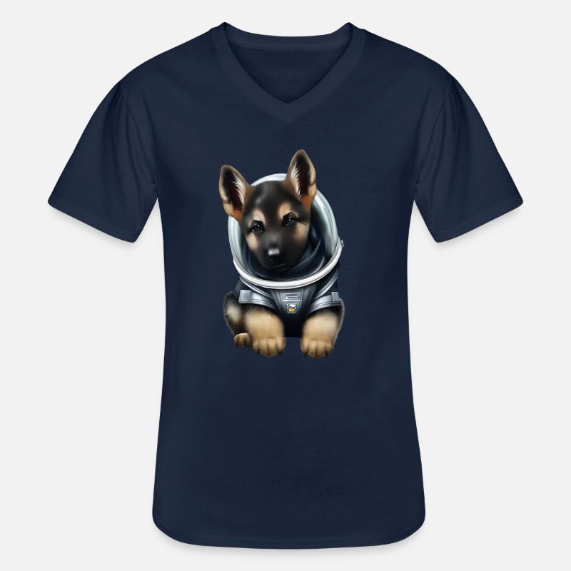 Schäferhund Astronaut - Männer-T-Shirt mit V-Ausschnitt - Navy