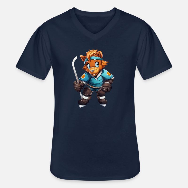 variation 24357Pferd als Eishockeyspieler - Männer-T-Shirt mit V-Ausschnitt - Navy