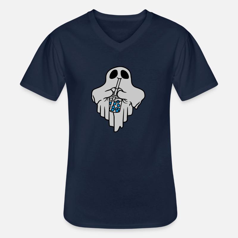 Bubble Tea trinkender Geist - Männer-T-Shirt mit V-Ausschnitt - Navy