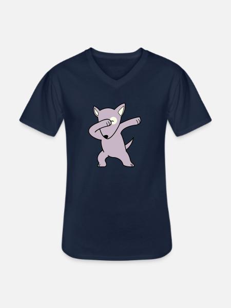 dog dabbing 02 - Männer-T-Shirt mit V-Ausschnitt - Navy