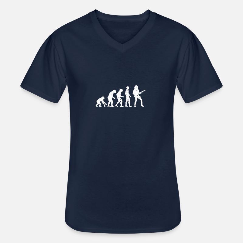 EVOLUTION GUITARISTE! - T-shirt col V Homme - marine
