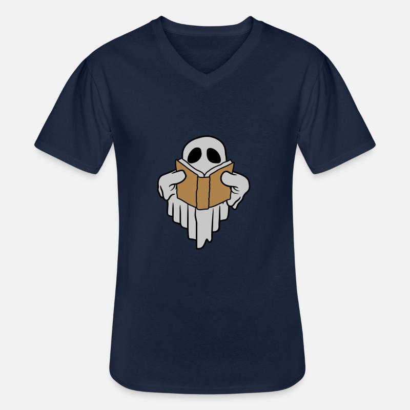 Buch lesender lustiger Geist - Männer-T-Shirt mit V-Ausschnitt - Navy