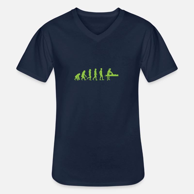 Evolution - Physiotherapeutin - Lustig - Geschenk - Männer-T-Shirt mit V-Ausschnitt - Navy
