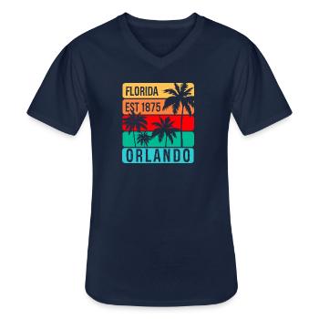 Orlando Floride - T-shirt col V Homme - marine - Devant - AI Model Male 178 dark (178cm)