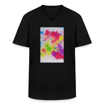Éclaboussures colorées de couleurs - T-shirt col V Homme - noir - Devant - AI Model Male 178 dark (178cm)