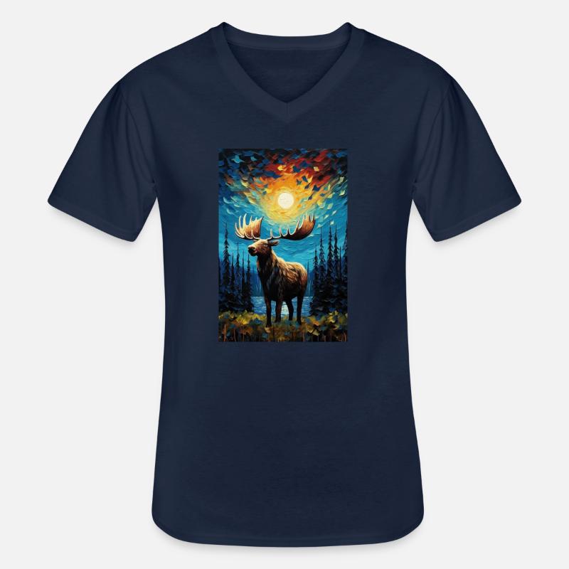 Elch - Männer-T-Shirt mit V-Ausschnitt - Navy