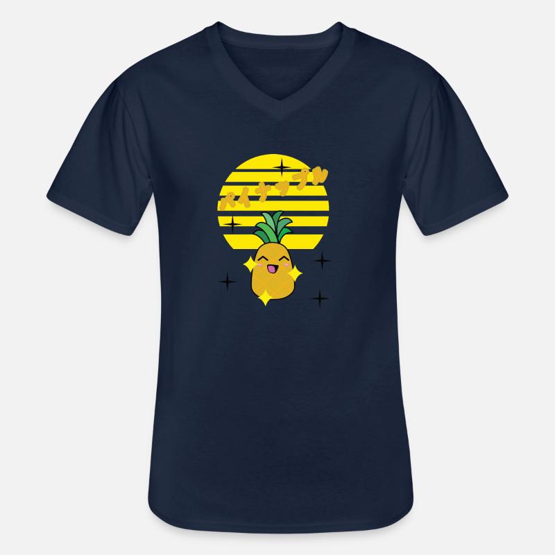kawaii pineapple fun - Männer-T-Shirt mit V-Ausschnitt - Navy