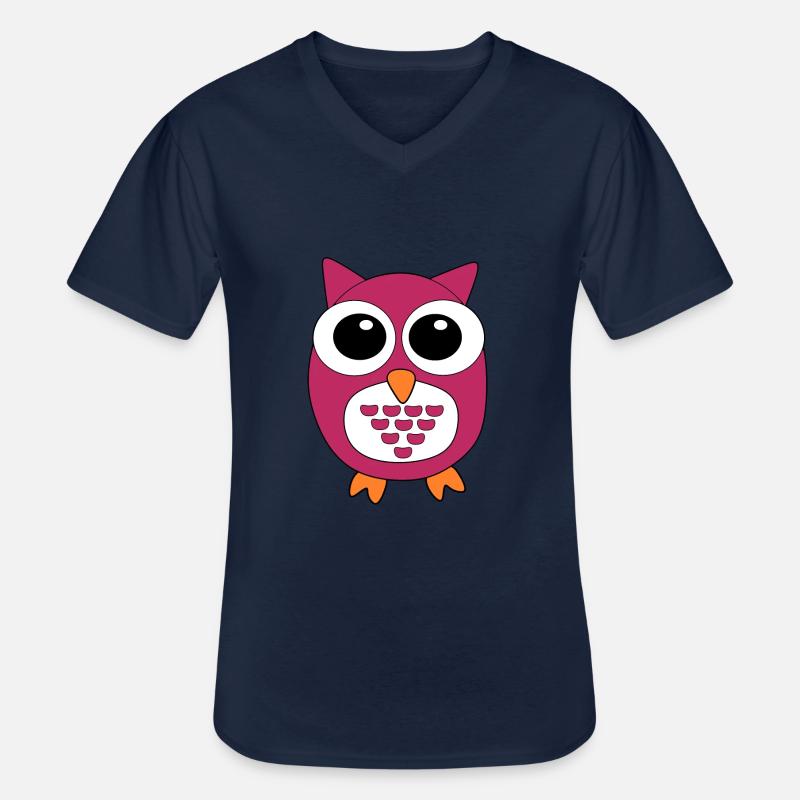 pinke Eule rosa Vogel - Männer-T-Shirt mit V-Ausschnitt - Navy