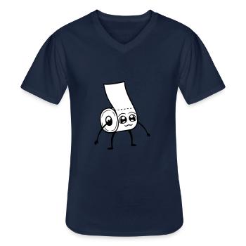 klopapier maennchen suess cute little face l - Men's V-Neck T-Shirt - navy - Front - AI Model Male 178 dark (178cm)