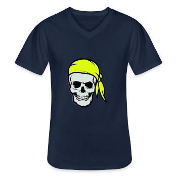 Crâne Pirate Ahoy - T-shirt col V Homme - marine - Devant - AI Model Male 178 dark (178cm)