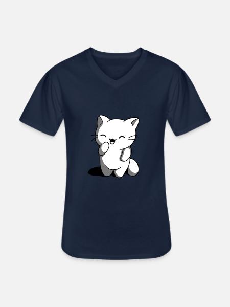 Kitten kawaii funny - Men's V-Neck T-Shirt - navy