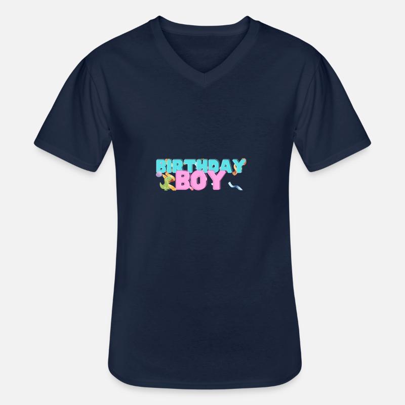 Dino Anniversaire Garçon - T-shirt col V Homme - marine