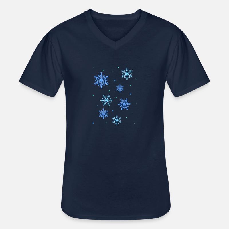 Schneesterne, Eiskristalle - Männer-T-Shirt mit V-Ausschnitt - Navy