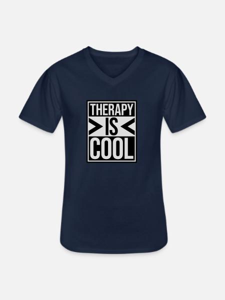 therapy is cool Quote - Men's V-Neck T-Shirt - navy