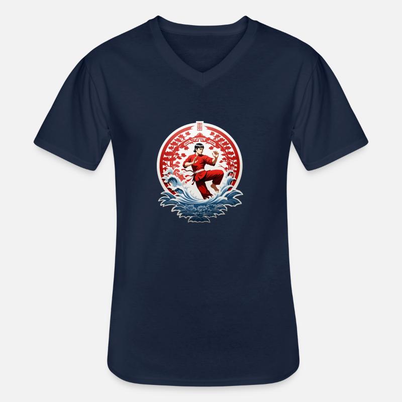 Kung Fu - Männer-T-Shirt mit V-Ausschnitt - Navy