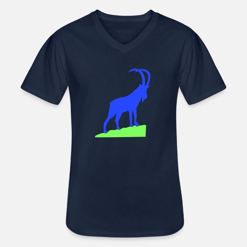steinbock - Männer-T-Shirt mit V-Ausschnitt - Navy