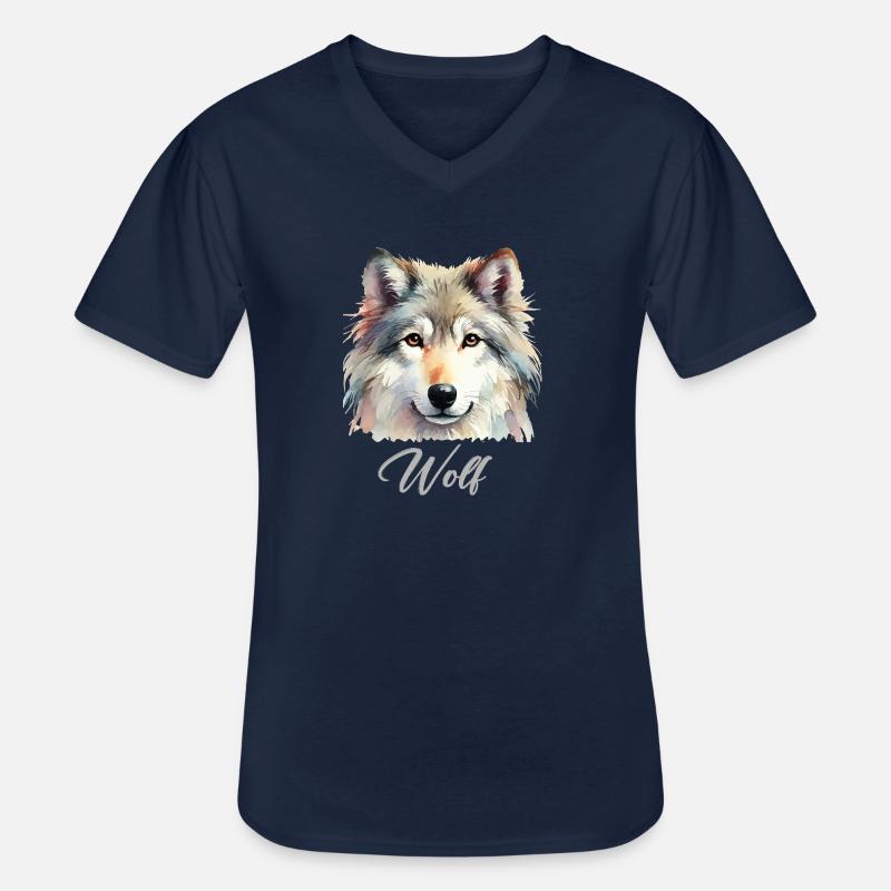 wolf - Männer-T-Shirt mit V-Ausschnitt - Navy