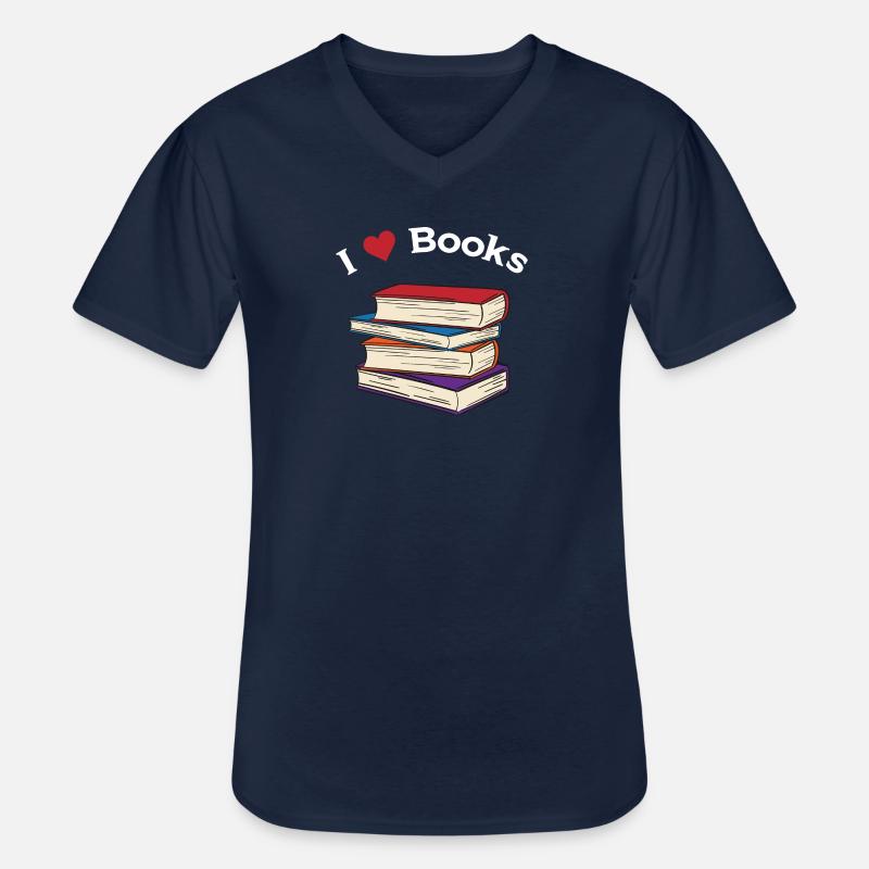 Buch Bücher Liebe - Männer-T-Shirt mit V-Ausschnitt - Navy
