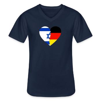 Israel Deutschland Flaggenherz - Männer-T-Shirt mit V-Ausschnitt - Navy - Vorne - AI Model Male 178 dark (178cm)