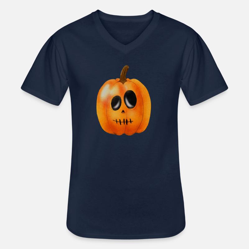 Glowing Jack-O-Lantern - Männer-T-Shirt mit V-Ausschnitt - Navy