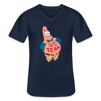 Bob l'Éponge Patrick Étoile Go Team - T-shirt col V Homme - marine - Devant - AI Model Male 178 dark (178cm)