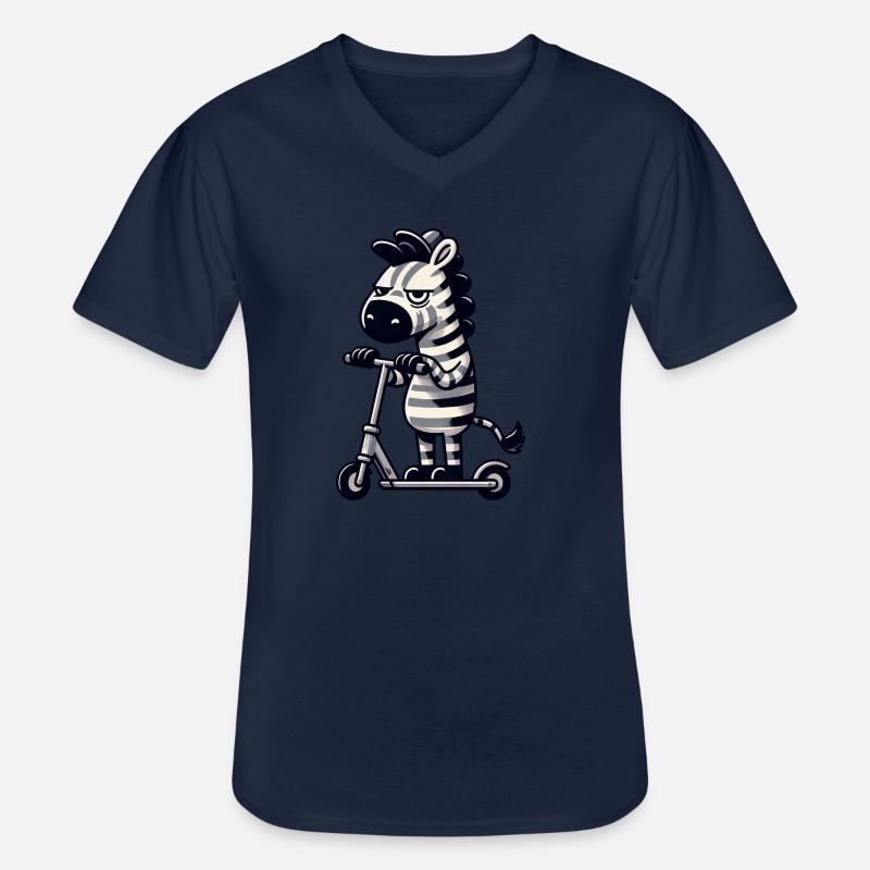Zebra Kickroller Skurril Lustig Comic - Männer-T-Shirt mit V-Ausschnitt - Navy