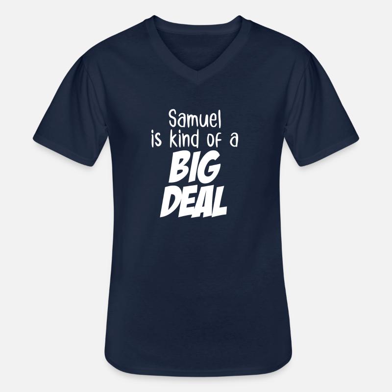 Samuel ist eine große Sache - Männer-T-Shirt mit V-Ausschnitt - Navy