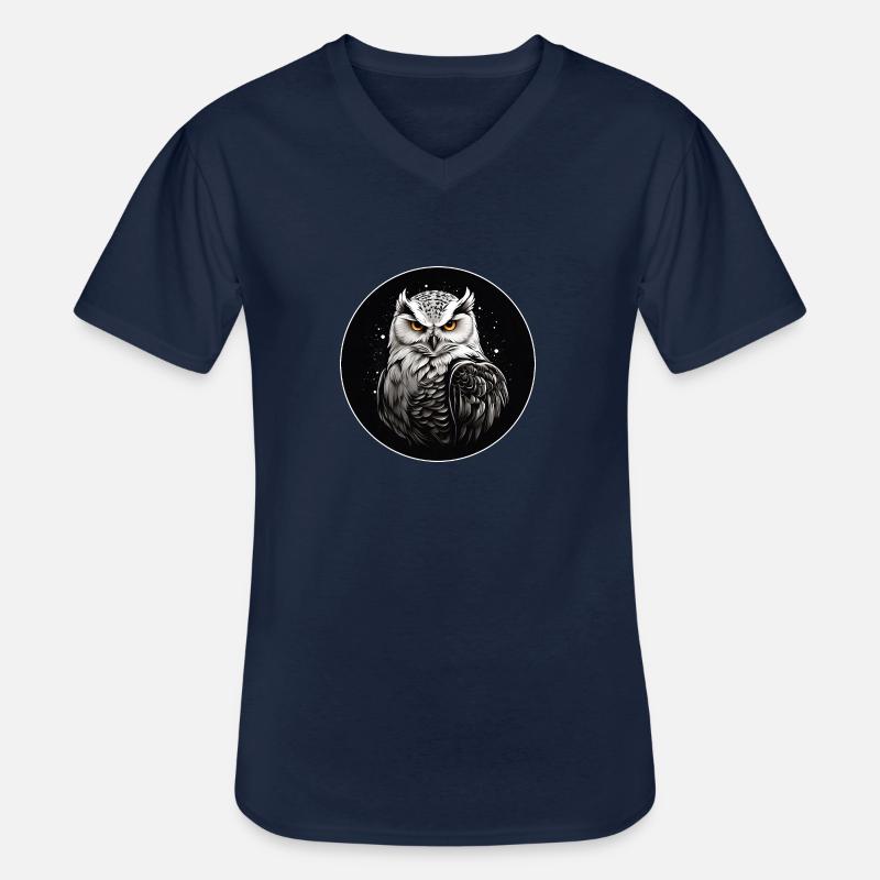 Schneeeulenportrait Schneeeule Eulengrafik - Männer-T-Shirt mit V-Ausschnitt - Navy