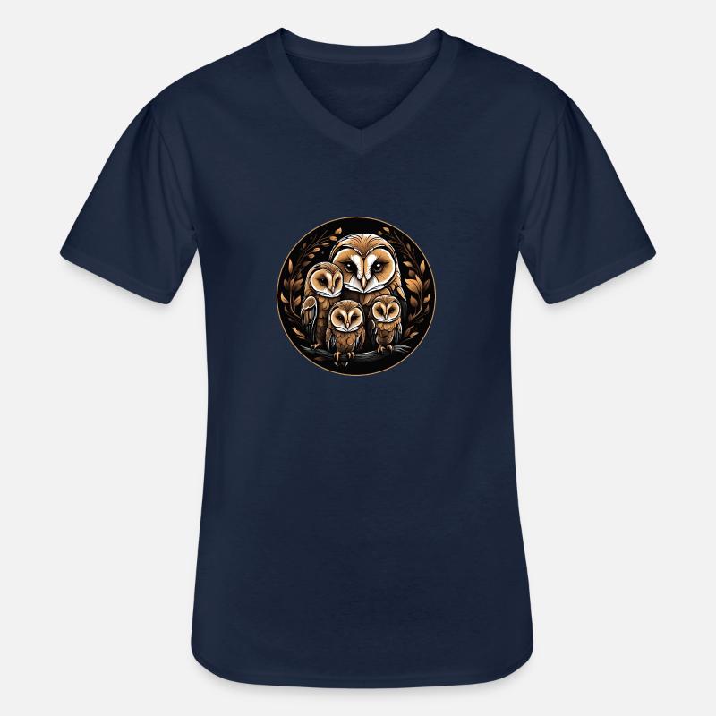 Schleiereule Schleiereulenfamilie Eulengrafik - Männer-T-Shirt mit V-Ausschnitt - Navy