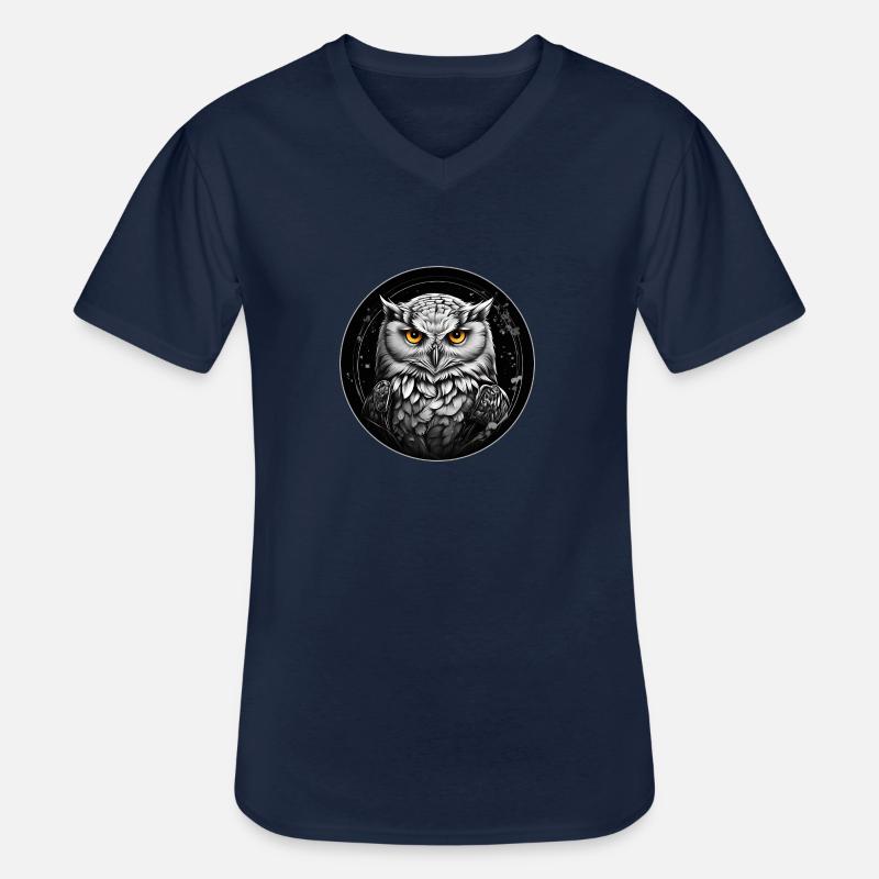 Schneeeulenportrait Schneeeule Eulengrafik - Männer-T-Shirt mit V-Ausschnitt - Navy