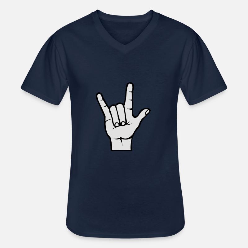 hand_2 - Männer-T-Shirt mit V-Ausschnitt - Navy