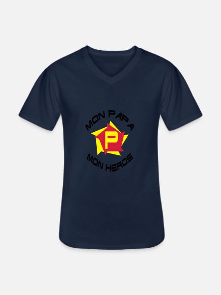 Mon papa mon héros - Men's V-Neck T-Shirt - navy