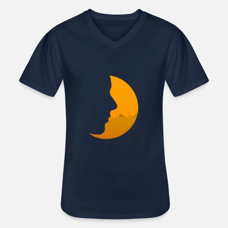 moon - Men's V-Neck T-Shirt - navy