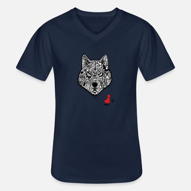 Rotkäppchens Wolf - Männer-T-Shirt mit V-Ausschnitt - Navy