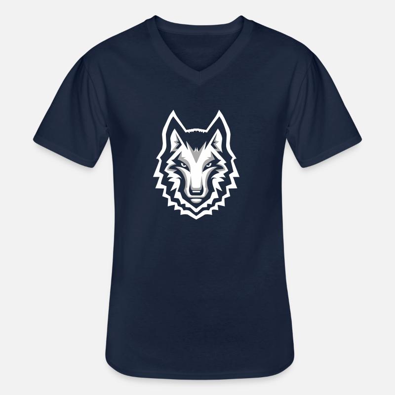 Tschetschenischer Wolf - Männer-T-Shirt mit V-Ausschnitt - Navy