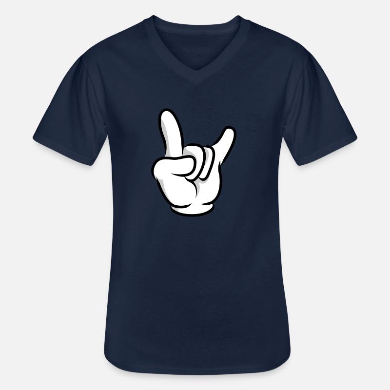 hand symbol - Männer-T-Shirt mit V-Ausschnitt - Navy