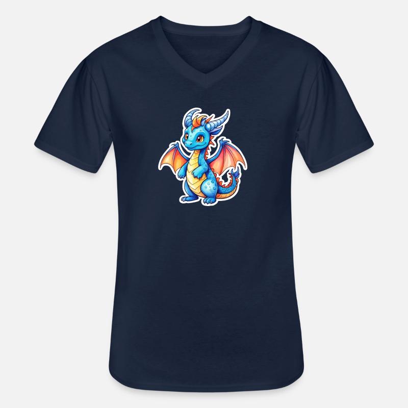 Drache Wasserfarben - Männer-T-Shirt mit V-Ausschnitt - Navy