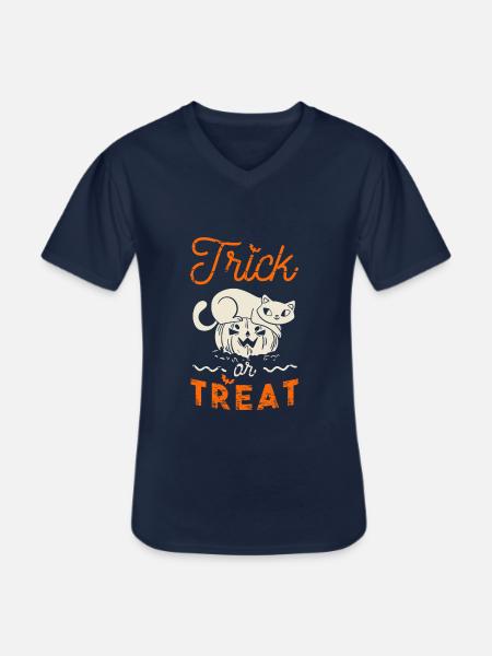 Halloween 2020 cat pumpkin - Men's V-Neck T-Shirt - navy