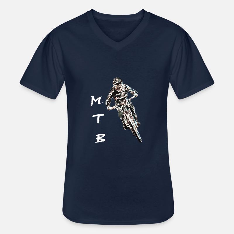 MTB MTB Downhill - Männer-T-Shirt mit V-Ausschnitt - Navy