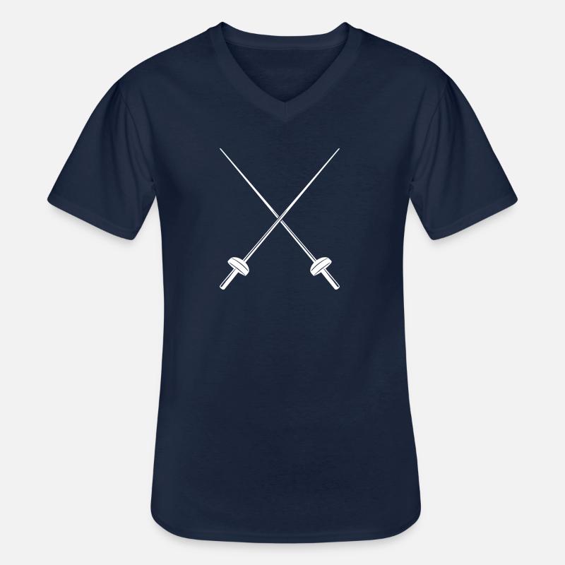Fechten - Männer-T-Shirt mit V-Ausschnitt - Navy