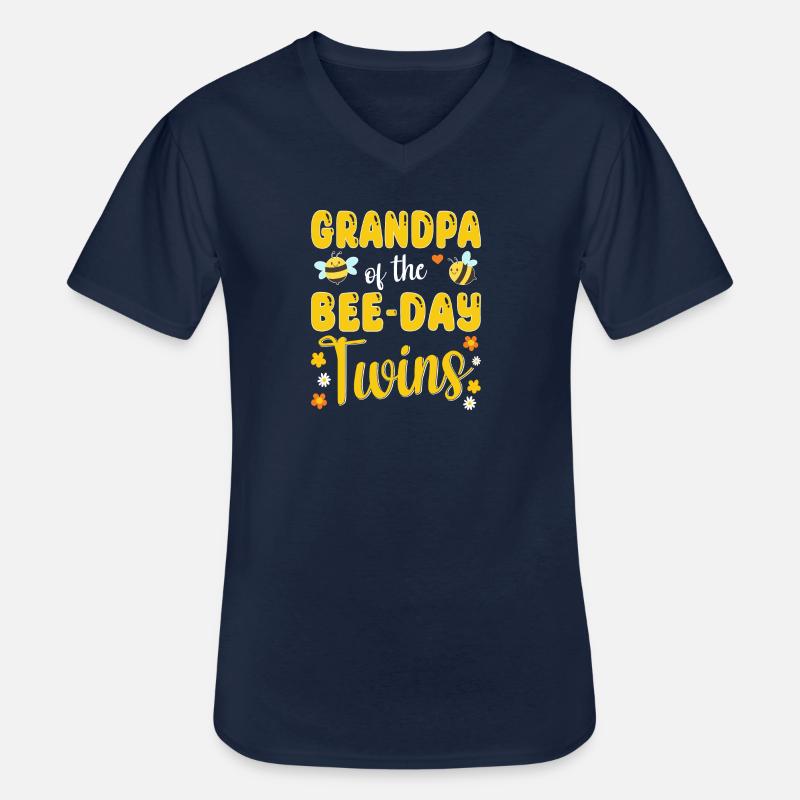 Opa der Bee Day Zwillinge - Männer-T-Shirt mit V-Ausschnitt - Navy