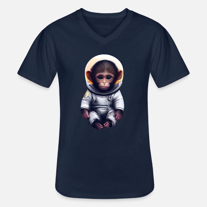 Affe Astronaut - Männer-T-Shirt mit V-Ausschnitt - Navy
