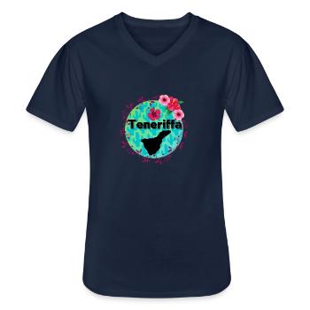 Tenerife flowers - Men's V-Neck T-Shirt - navy - Front - AI Model Male 178 dark (178cm)