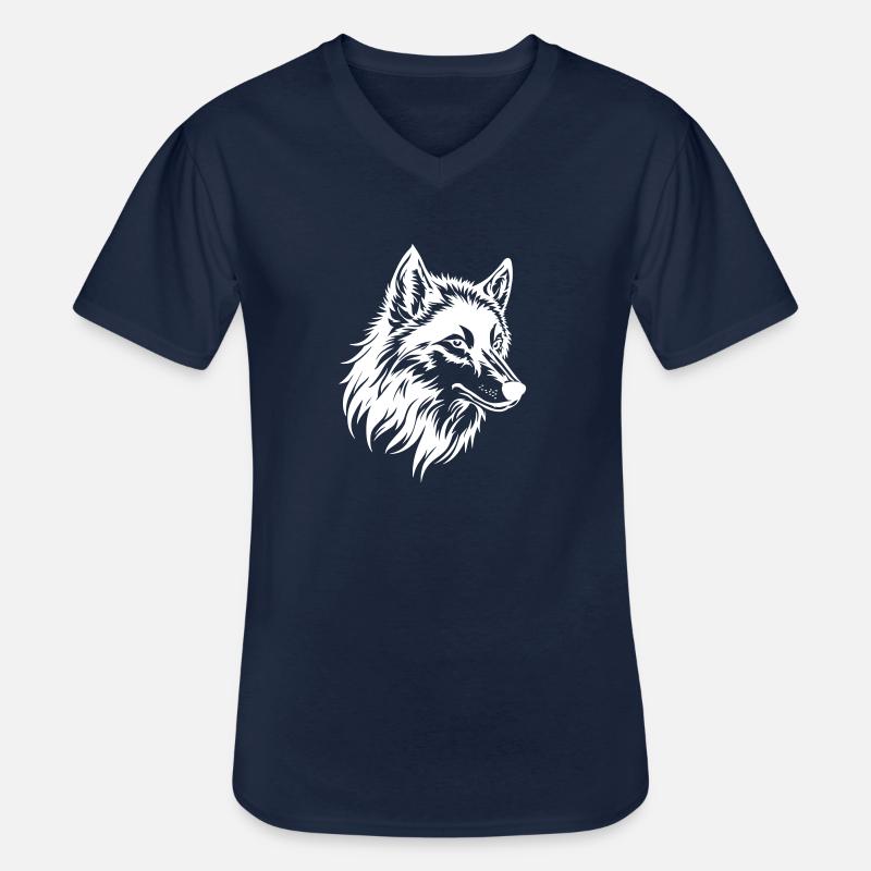 Wolf Kopf Tier Symbol - Männer-T-Shirt mit V-Ausschnitt - Navy