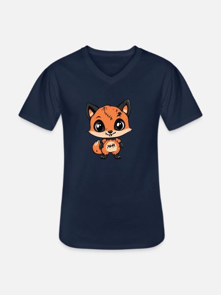 Fox Halloween Zombie - Men's V-Neck T-Shirt - navy