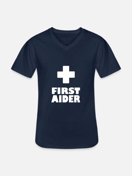first aider - Men's V-Neck T-Shirt - navy
