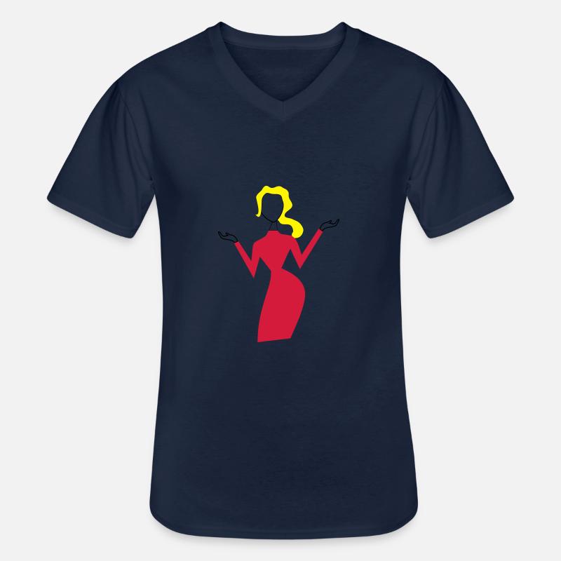 frau - Männer-T-Shirt mit V-Ausschnitt - Navy