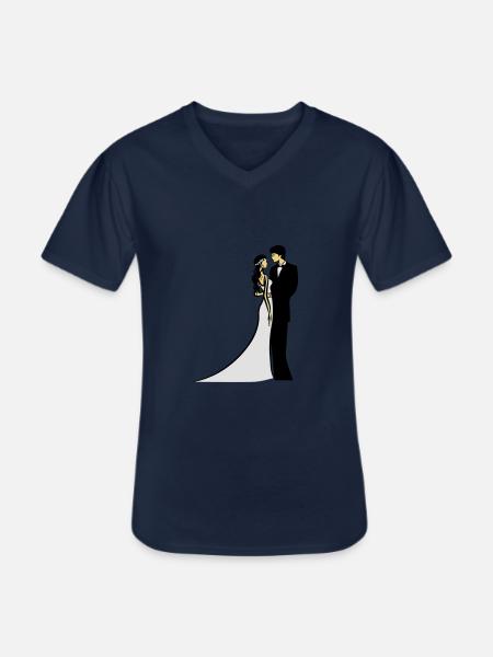 Mariage heureux mariage - T-shirt col V Homme - marine