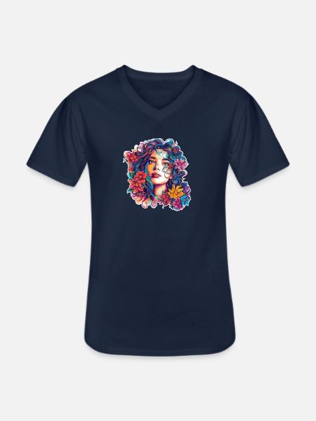 Summer Blossom Dreams No. 3 - Men's V-Neck T-Shirt - navy