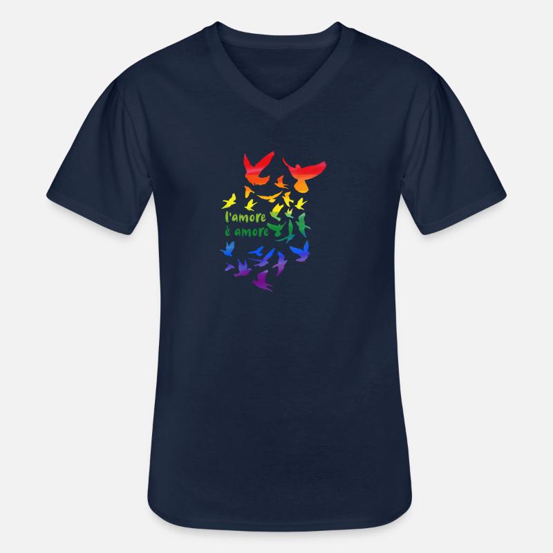 l amore è amore ,tauben, taube,graffiti,regenbogen - Männer-T-Shirt mit V-Ausschnitt - Navy